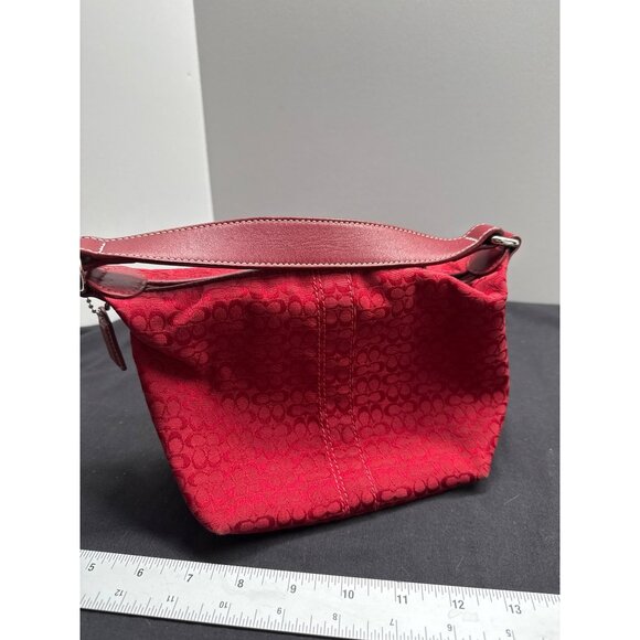 Coach Soho Signature Red Mini Tote Bag With Zipper & Detachable Tag - Picture 10 of 10